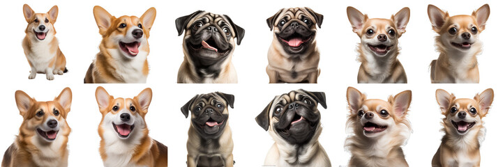 Wall Mural - Collection of cute dogs on transparent background PNG