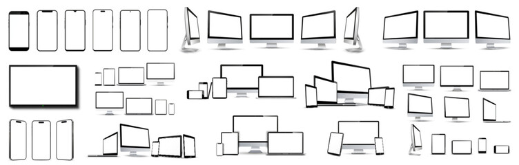 Poster - Set of 60 mockups fore technology devices with empty display - vector