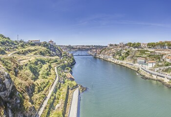 Panoramic view over Douro river near Porto during daytime