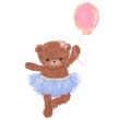 © Natalie - Ballerina teddy bear with balloon and flowers isolated on white background. Ballet animal. Hand painted illustration cute girl ballerina teddy bear.Great for greering card, scrapbooking, print