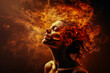 The neurological burning sensation in the human brain causes headache migraines and stress with intense emotional impact 