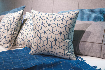 Poster - Stylish interior of contemporary room with comfortable bed