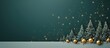 © AkuAku - Christmas themed horizontal banner with gold symbols text tree gift tinsel confetti snowflakes on a green background Header for website template