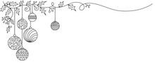 Christmas Vector , Christmas Ball Line Art Style Illustration