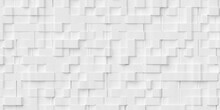 Abstract Random White Cube Boxes Block Background Wallpaper Banner Frame Filling Geometry Pattern