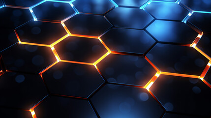 Wall Mural - glowing hexagonal harmony: illuminated abstract background featuring a radiant hexagon pattern desig