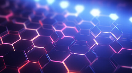 Wall Mural - luminous hexagon pattern: vibrant abstract background with glowing lights and geometric design