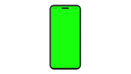 Wall Mural - mobile phone 4k video animation. 3d digital device mockup with green screen and white background.