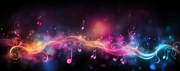 Abstract music background with musical notes and bokeh. musical note background.