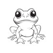 Black and white illustration of a frog silhouette vector illustration on a white background