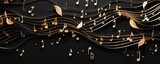 golden musical notes  on a black background,luxury 3d music notes background 