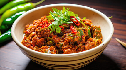 Poster - Khua kling southern Thai variety of dry curry combines spicy curry paste