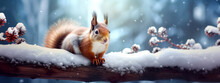 Squirrel In The Snow Background