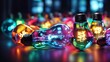 © FarukPhotography - Vibrant Array of Multicolored Light Bulbs on Transparent Glass.