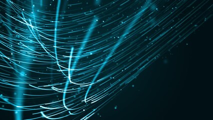 Wall Mural - motion graphic of blue digital dot technology floating rotation in circle like in space with abstrac
