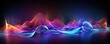 Dark abstract background with glowing abstract waves, sound wave.