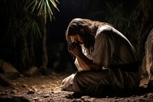 Jesus Christ Prays In The Garden Of Gethsemane