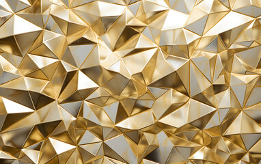 Wall Mural - a gold colored wall with triangles on it. the wall is made of gold and has a shiny, reflective surfa