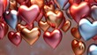 Heart-shaped balloons with a glossy, latex finish, festive and vibrant colors heart love