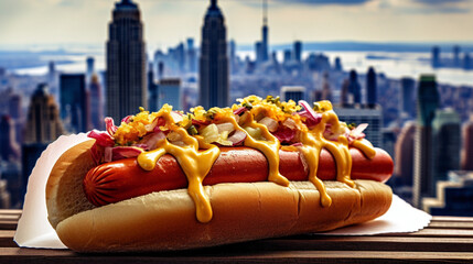 Wall Mural - hotdog american food Generative AI