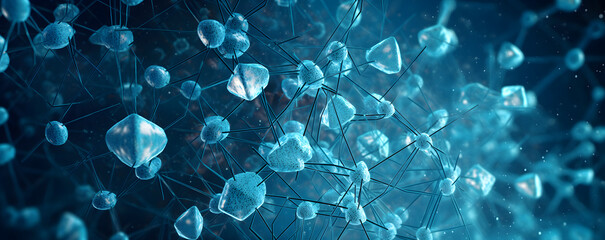 A blue and silver mesh of wires and lines. abstract futuristic backdrop for science and tech