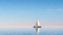  A Sailboat Floating In The Middle Of The Ocean On A Clear Day.  Generative Ai
