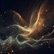 Beautiful dark abstract background with wave shaped golden dust splash