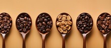 Bird S Eye View Of Coffee Beans In A Small Bowl With A Spoon Representing The Concept Of Coffee