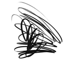 Abstract black line with curved linear shape on transparent background — Scribbles created carelessly or hurriedly