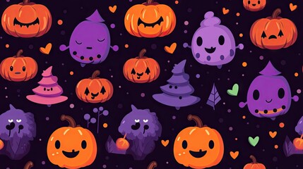 Wall Mural -  a bunch of pumpkins that are on a black background.  generative ai