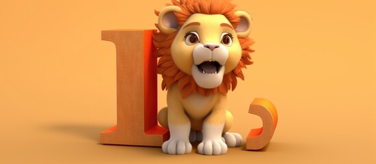 Wall Mural - lion learning alphabets cute and cute cartoon animal letters