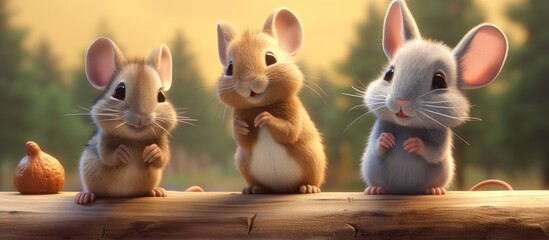 rabbit, beaver, mouse. cute and cute cartoon animals