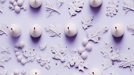 Wall Mural - a table topped with lots of white christmas decorations and candles. generative ai