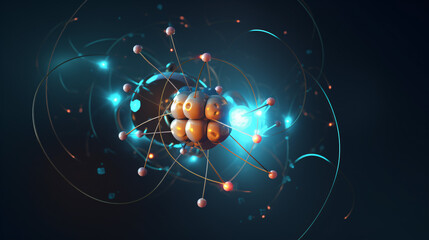 Wall Mural - an essential physics concept, the elementary particles within an atom, visually explained through 3d