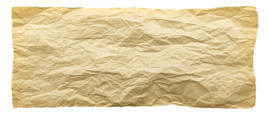 Canvas Print - A sheet of old yellowed crumpled paper on a white background. Isolate paper