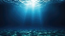 Dark blue ocean surface seen from underwater 