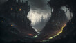 An insanely detailed enclosed landscape art style that symbolizes a darkened world with hard edges - AI Generative