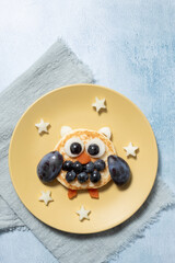 Wall Mural - Owl pancakes for kids breakfast