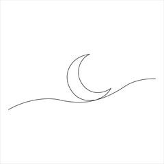 continuous line art of crescent moon