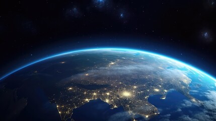 Wall Mural - nightly planet earth in dark outer space