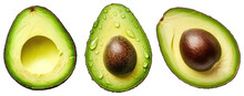 Set Of Avocado Isolated On Transparent Background
