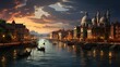 Amazing landscape inspired by Venice - fictional landmark illustration