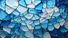 Aqua Blue And White Broken Glass Mosaic. Generative AI