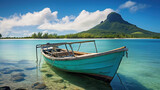 Fototapeta Na sufit - A fishing boat off the coast of the tropical island of Mauritius
