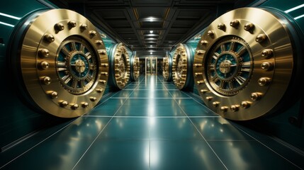 Wall Mural - bank vault door. safe deposit boxes room in the bank. generative ai