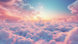Fototapeta Niebo - Pastel Sky: A Beautiful Blend of Soft Colors in the Clouds, Soft Hues of the Sky: A Pastel Palette in the Clouds.