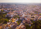 Fototapeta Morze - Aerial view of narrow streets and stone houses of Santarem, Portugal
