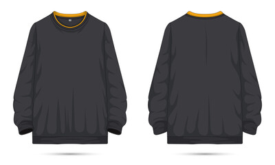 Casual sweatshirt template front and back view