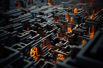 Wall Mural - a labyrinthine maze of intricate lines and shapes converging into a mesmerizing optical illusion. co