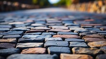Old Road Brick Pavement Background. Generative AI